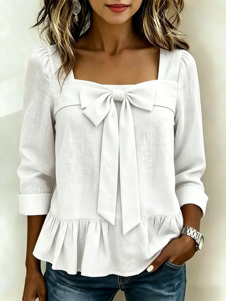 Leah | Puff Sleeve Linen Blouse