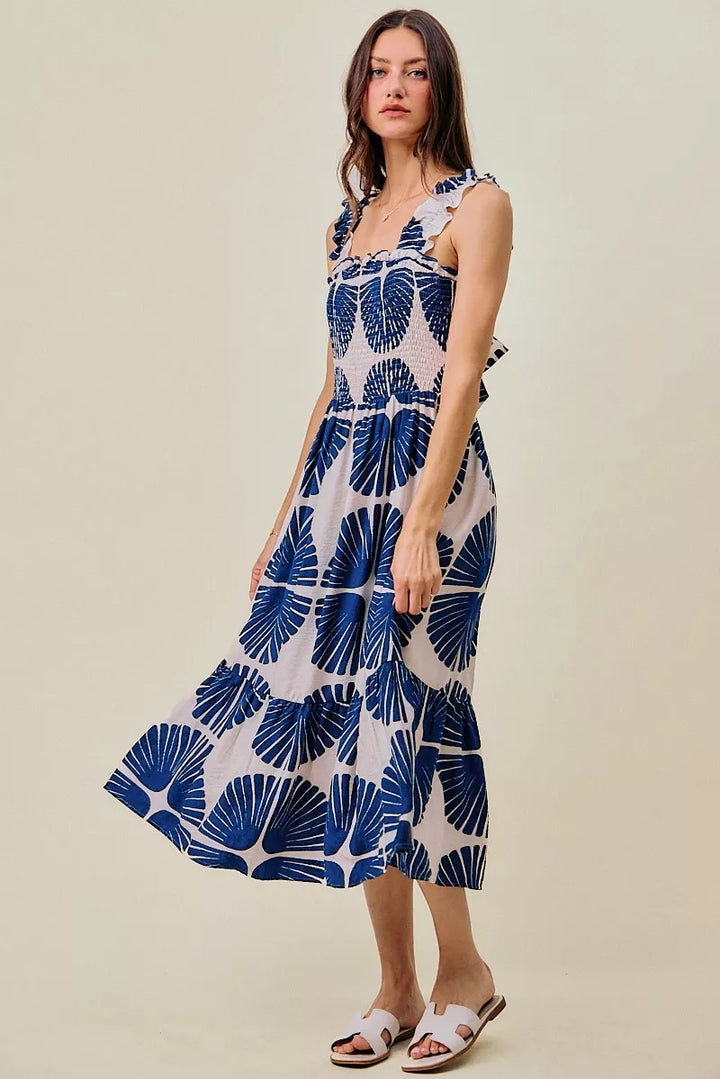 Delaney | Tiered Abstract Print Midi Dress