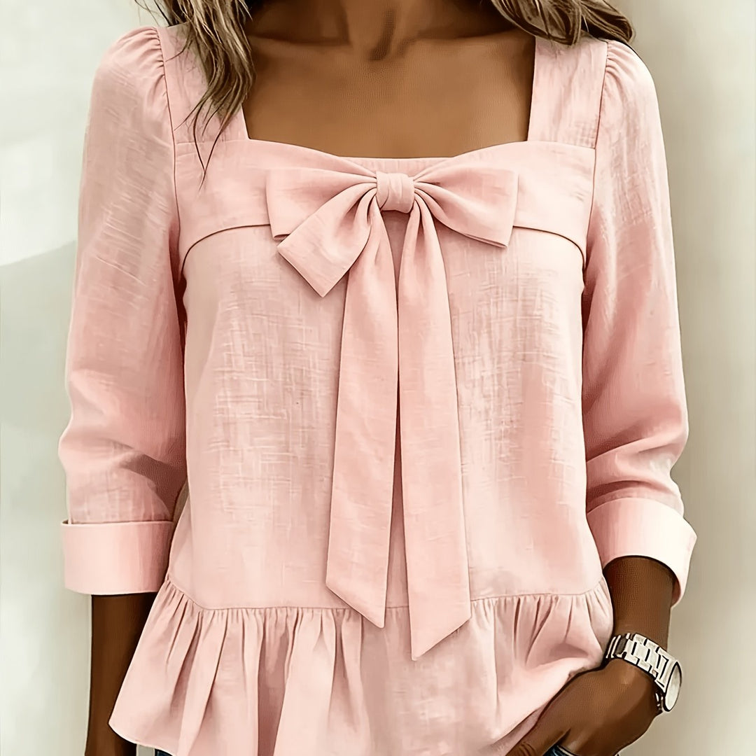 Leah | Puff Sleeve Linen Blouse