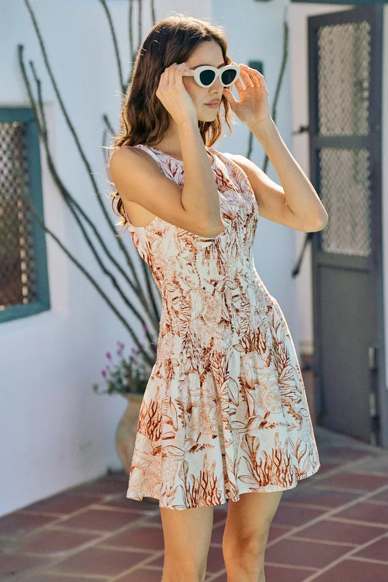 Marlee | Shell Print Fit and Flare Mini Dress