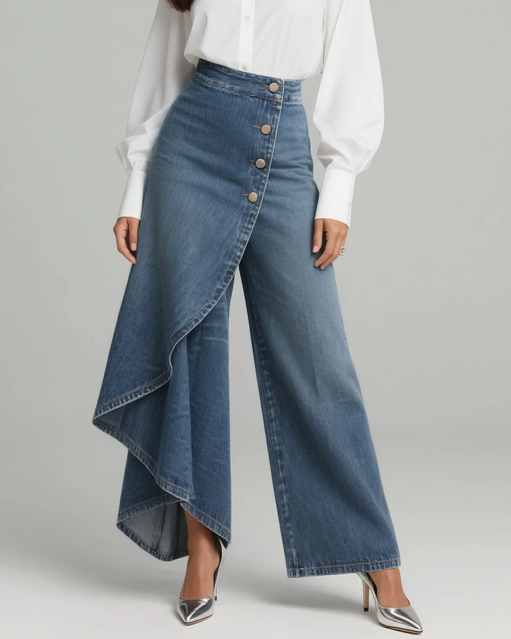 Pavellea | Wrap Panel Wide Leg Jeans