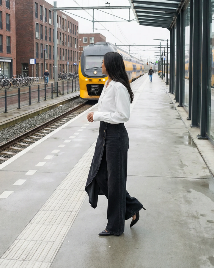 Pavellea | Wrap Panel Wide Leg Jeans