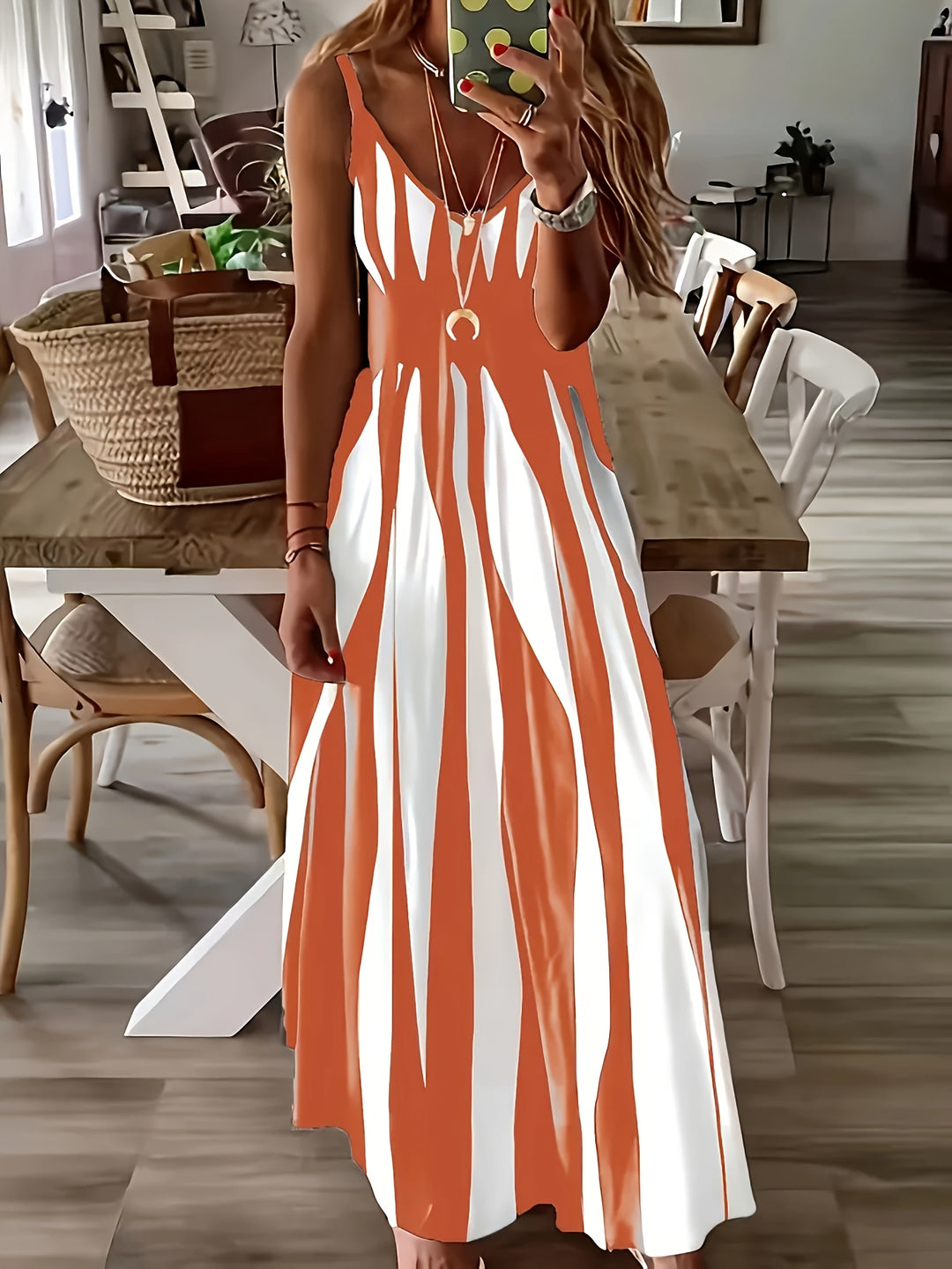 Callie | Printed V-Neck Strap Dress