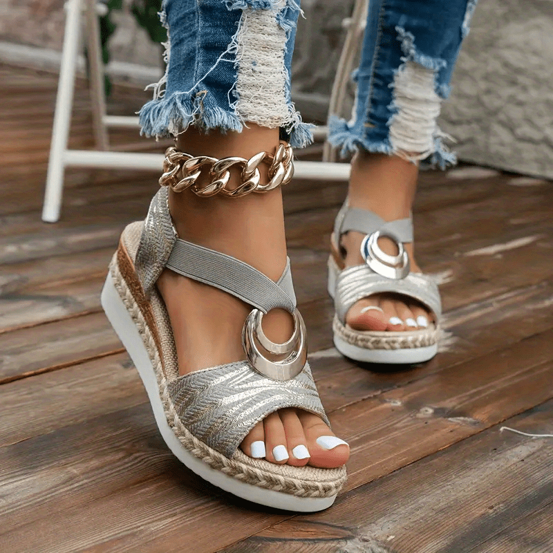 Lindsay | Buckled Platform Wedge Sandals
