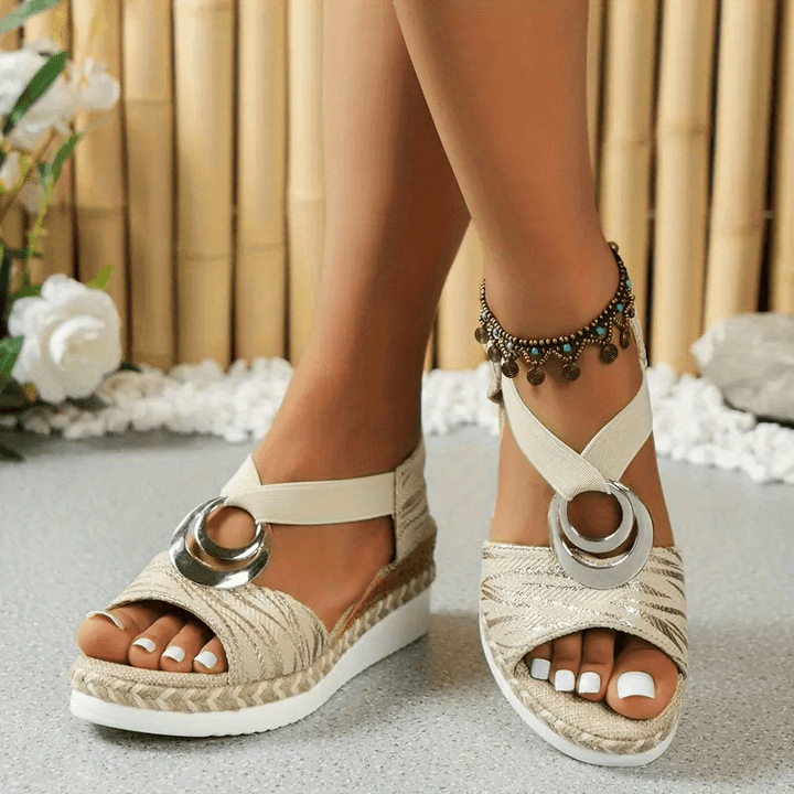 Lindsay | Buckled Platform Wedge Sandals