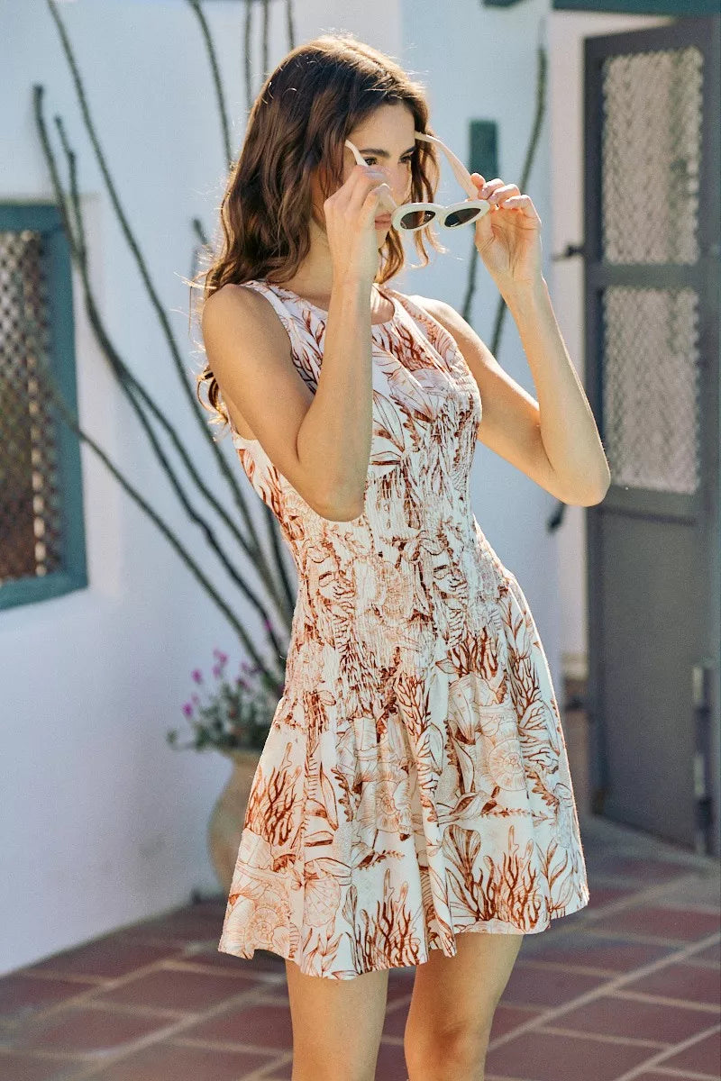 Marlee | Shell Print Fit and Flare Mini Dress