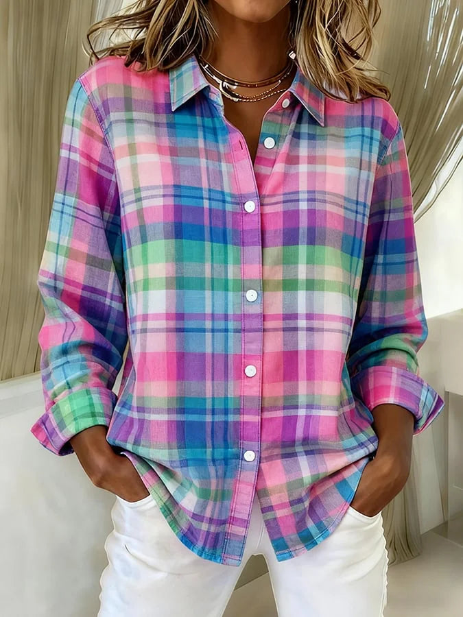 Maren | Rainbow Plaid Shirt