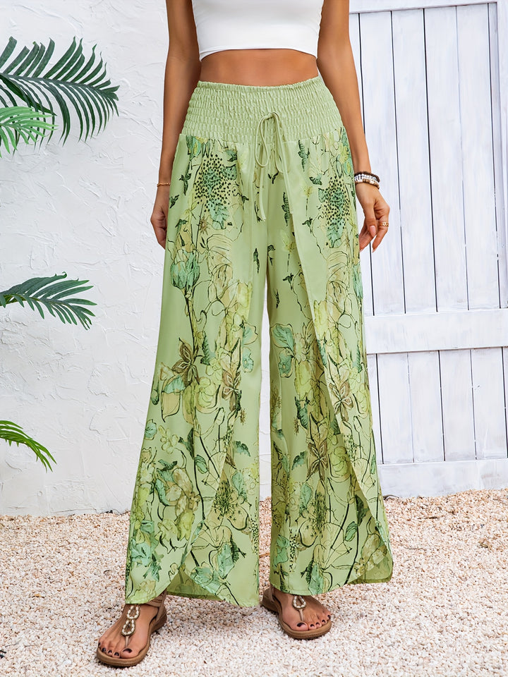 Tara | Floral Smocked Waist Beach Pants