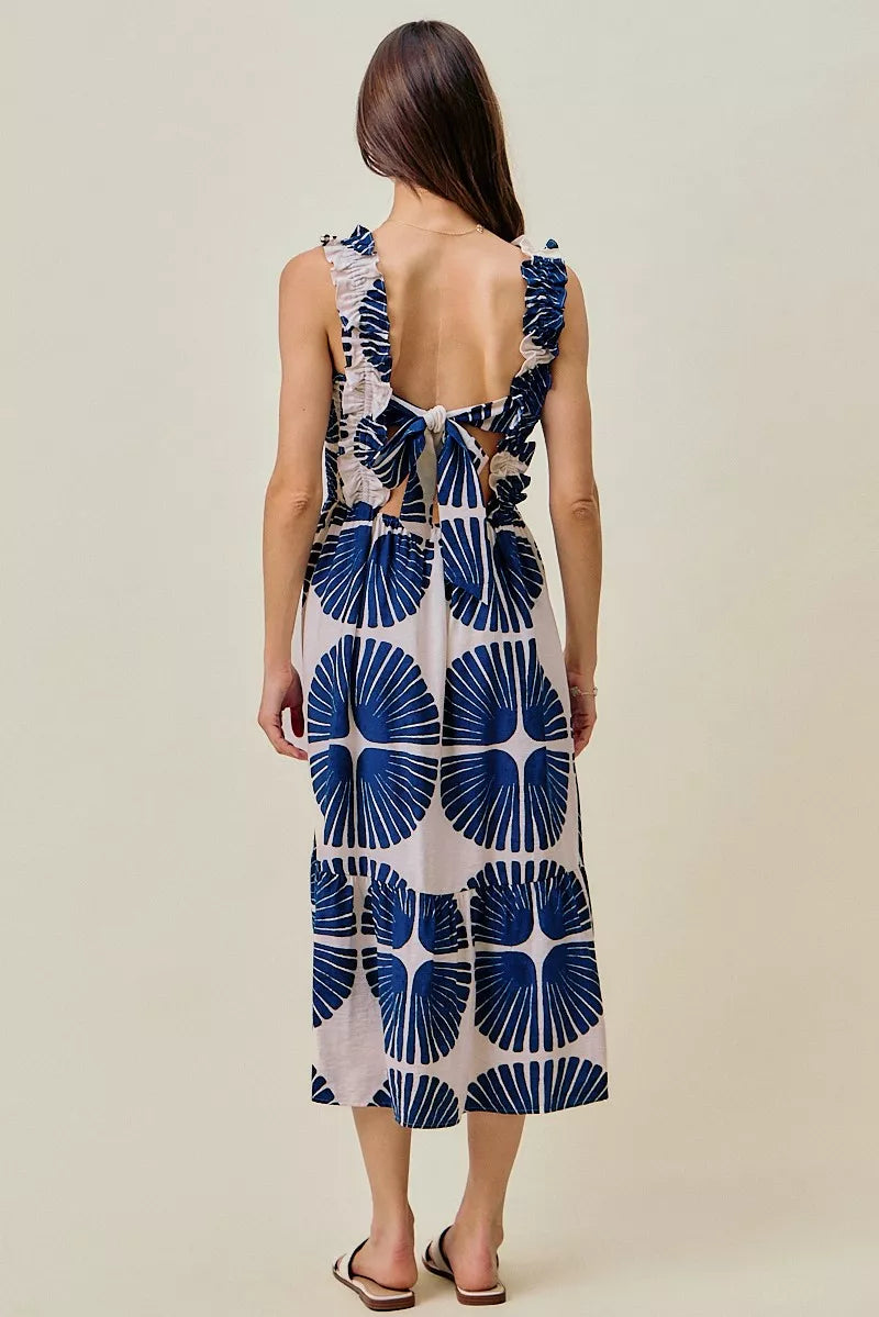 Delaney | Tiered Abstract Print Midi Dress