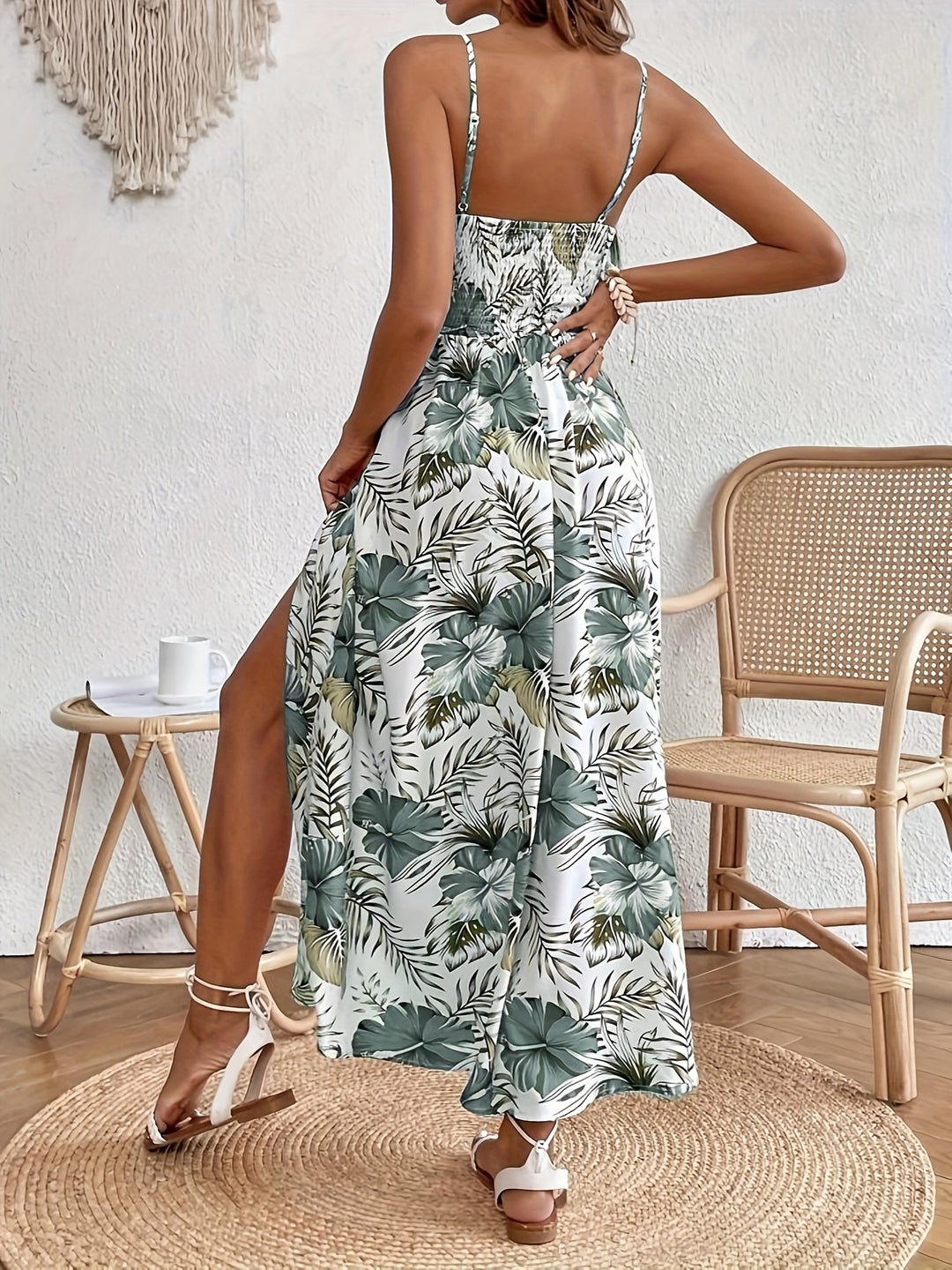 Kimberly | Floral Strappy Split Dress