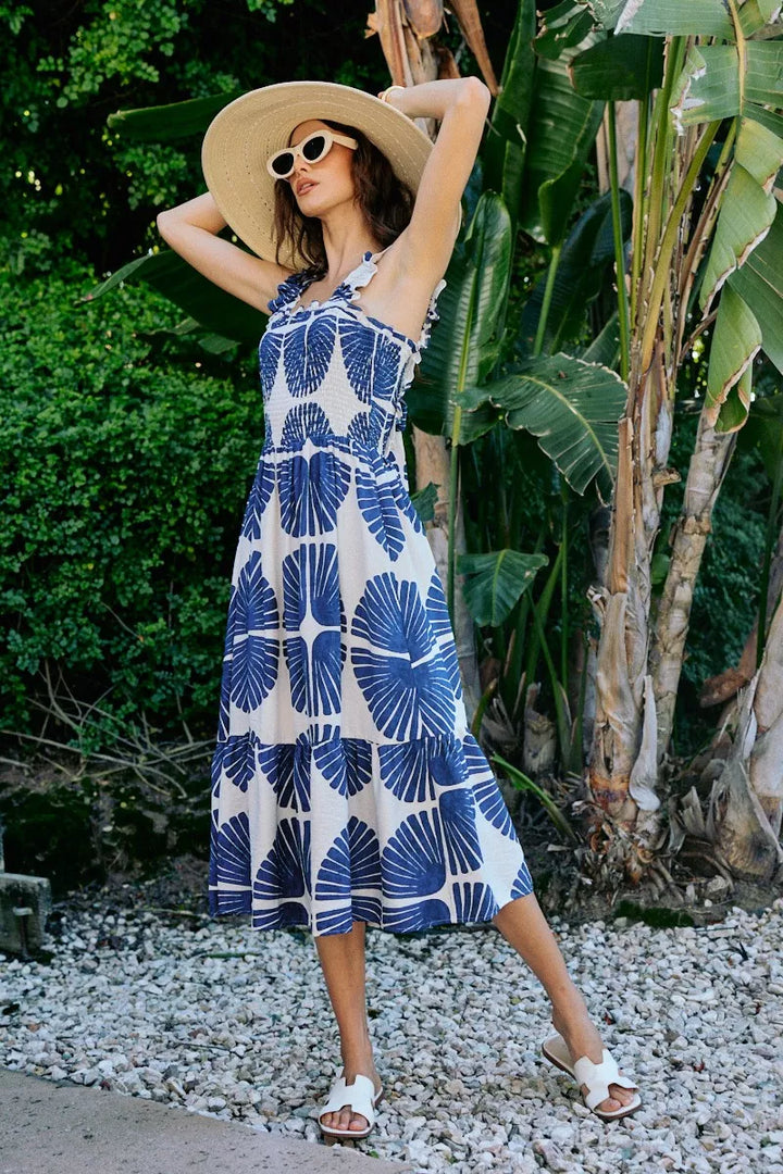 Delaney | Tiered Abstract Print Midi Dress