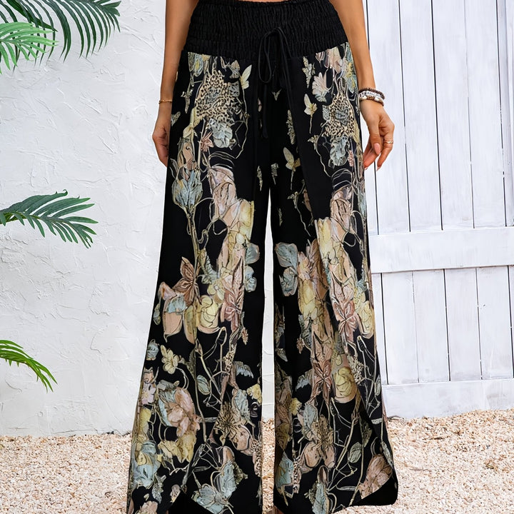 Tara | Floral Smocked Waist Beach Pants