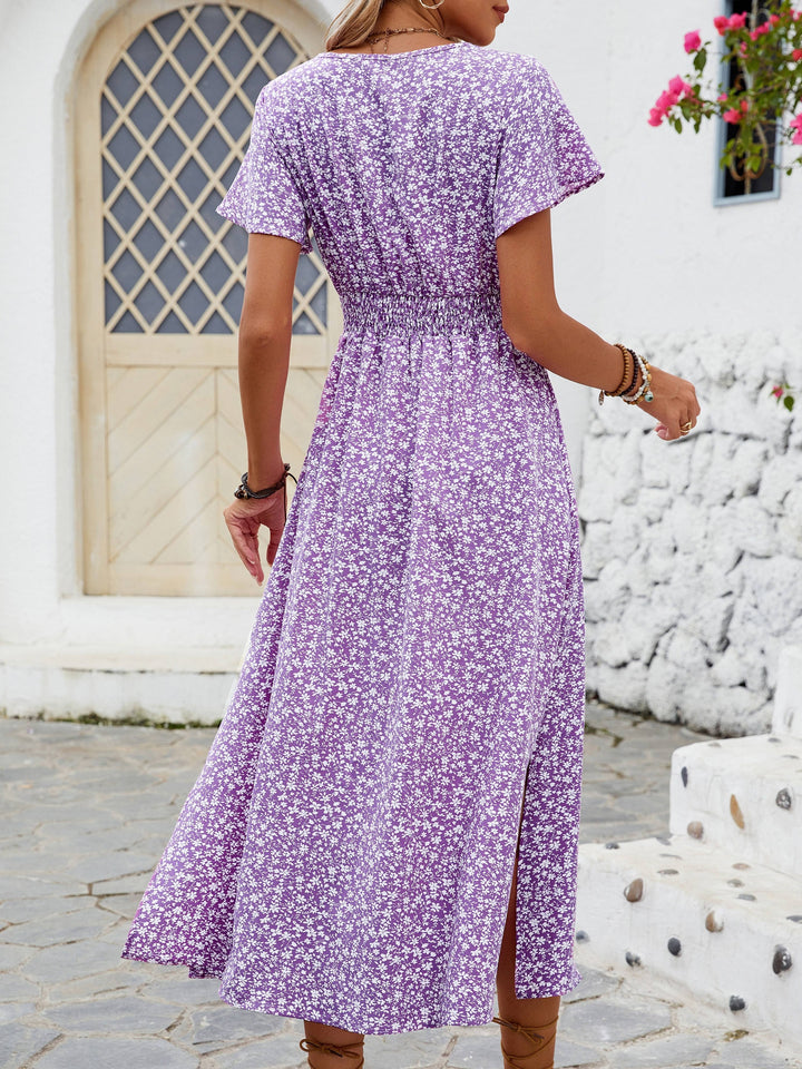 Yvonne | Floral Flutter Sleeve Split Dress