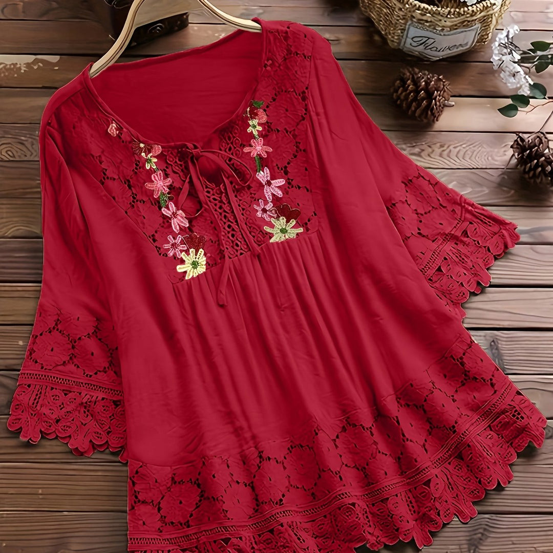 Jenna | Lace Patchwork Long Sleeve Shirt