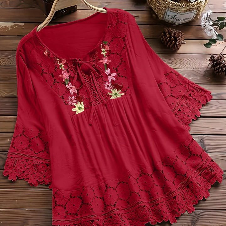 Jenna | Lace Patchwork Long Sleeve Shirt