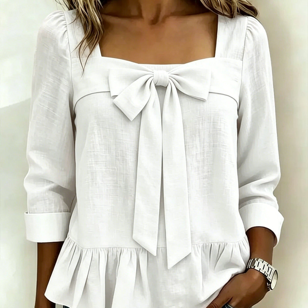 Leah | Puff Sleeve Linen Blouse