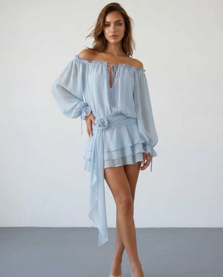 Camryn | Off-Shoulder Balloon Sleeve Mini Dress