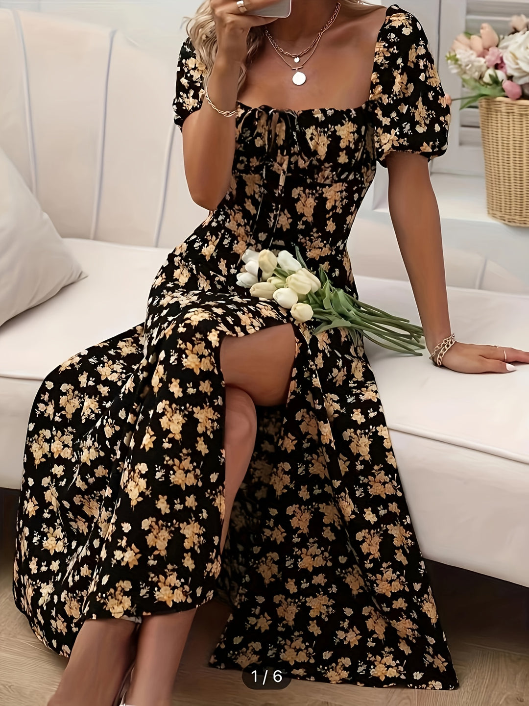 Tanya | Printed Split Hem Dress
