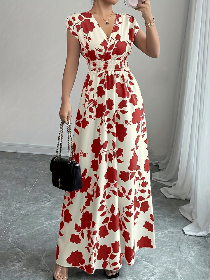 Carly | Floral V-Neck A-Line Maxi Dress