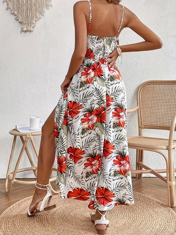 Kimberly | Floral Strappy Split Dress