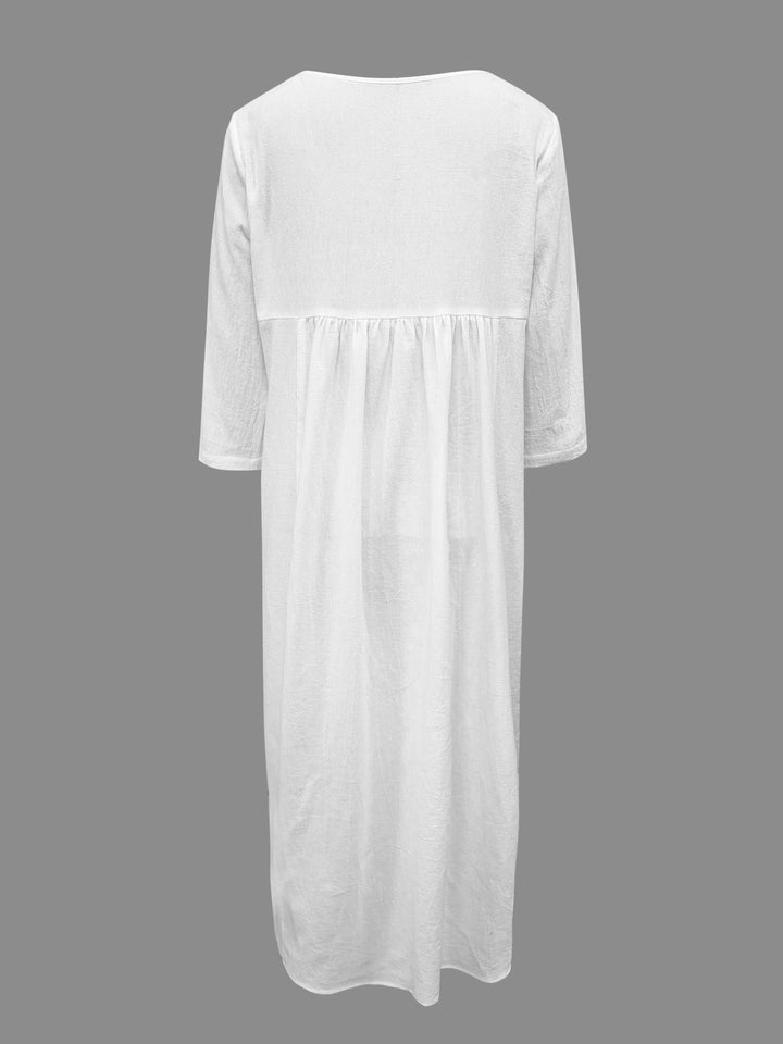 Rachel | Embroidered Square Neck A-Line Dress