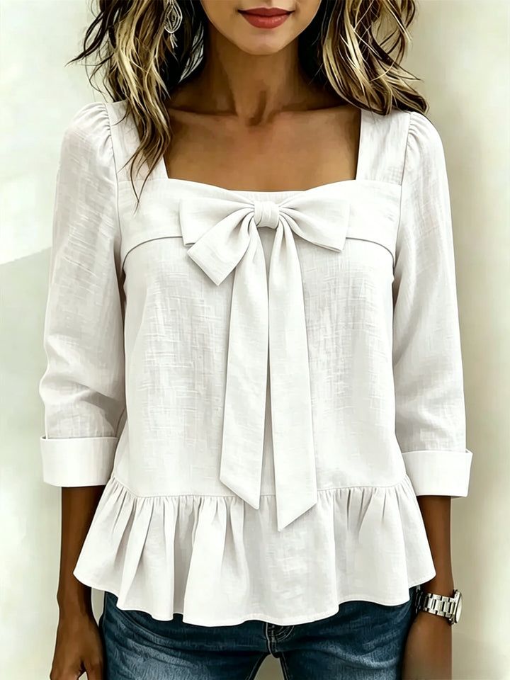 Leah | Puff Sleeve Linen Blouse