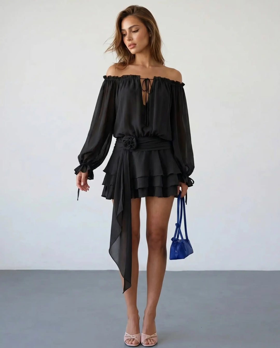 Camryn | Off-Shoulder Balloon Sleeve Mini Dress