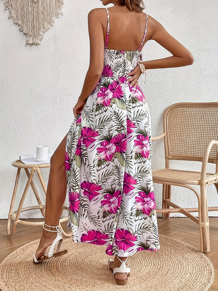 Kimberly | Floral Strappy Split Dress