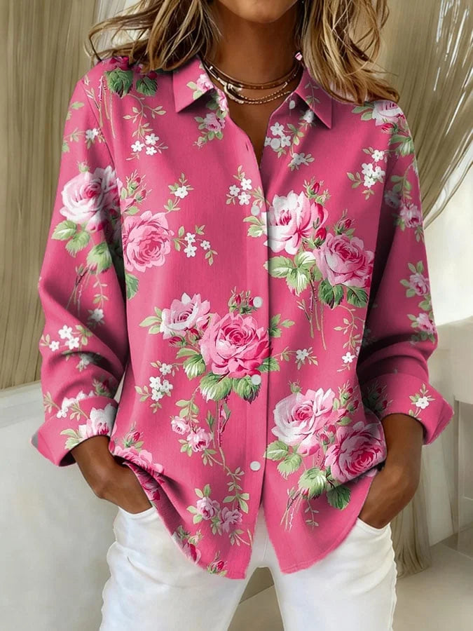 Sabrina | Rose Print Shirt