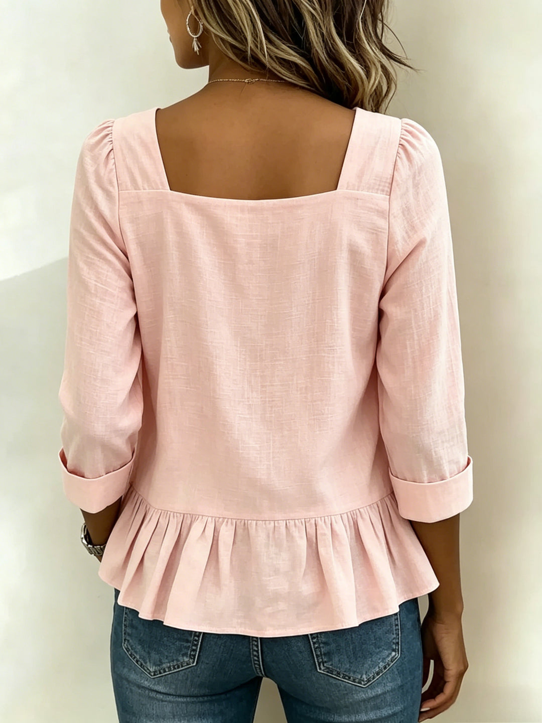 Leah | Puff Sleeve Linen Blouse
