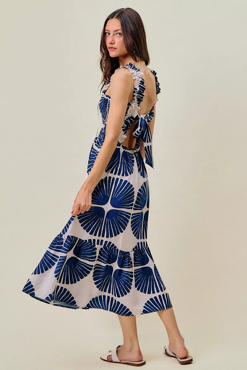 Delaney | Tiered Abstract Print Midi Dress