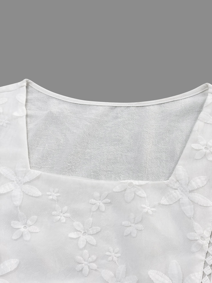 Rachel | Embroidered Square Neck A-Line Dress
