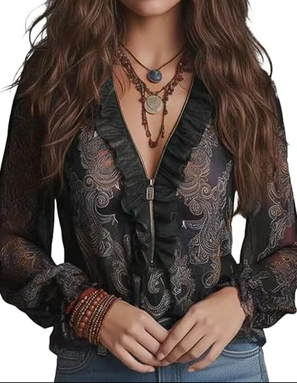 Seraphina™ | Bohemian Chiffon Blouse