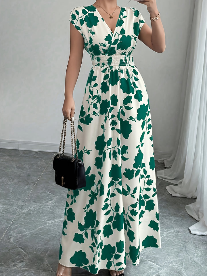 Carly | Floral V-Neck A-Line Maxi Dress