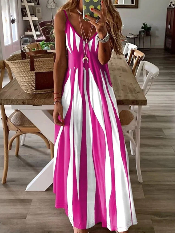 Callie | Printed V-Neck Strap Dress