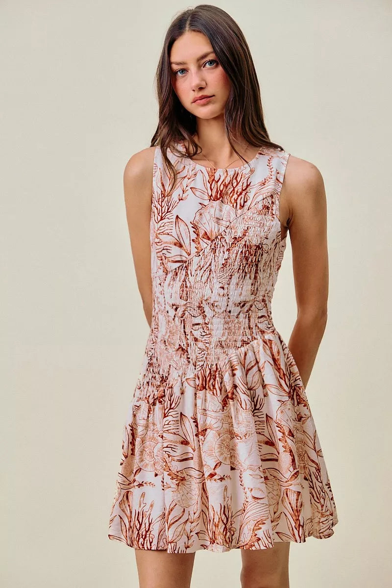 Marlee | Shell Print Fit and Flare Mini Dress