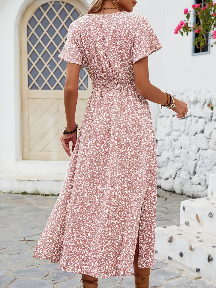 Yvonne | Floral Flutter Sleeve Split Dress