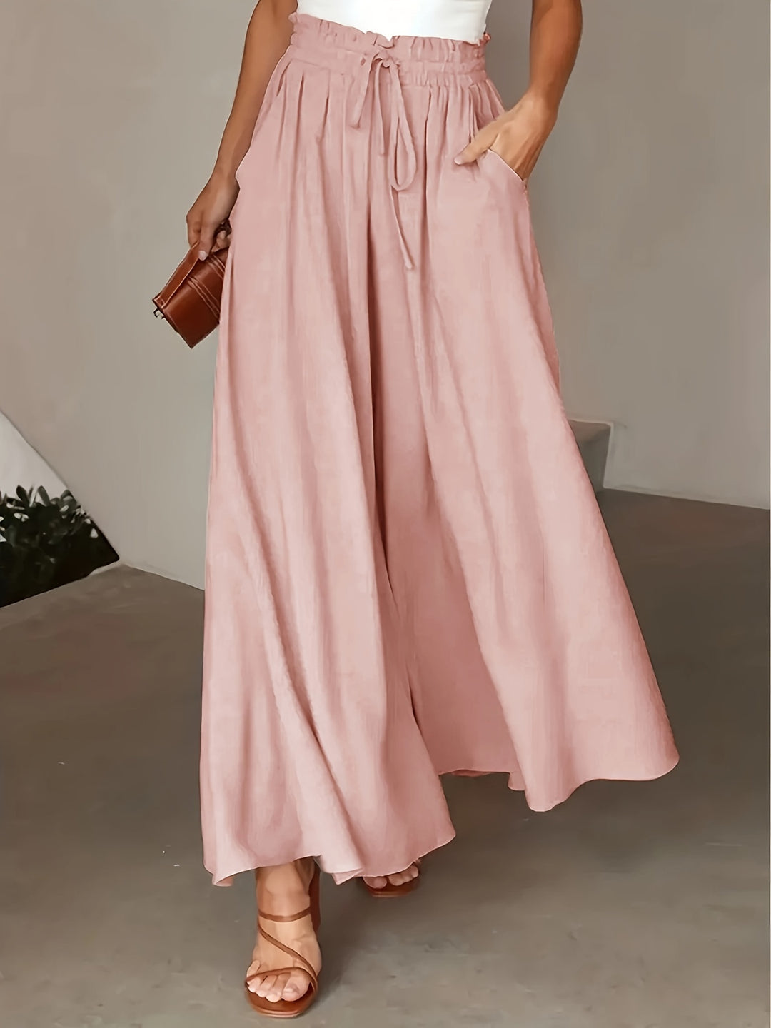 Riley | High Waist Drawstring Wide Leg Pants