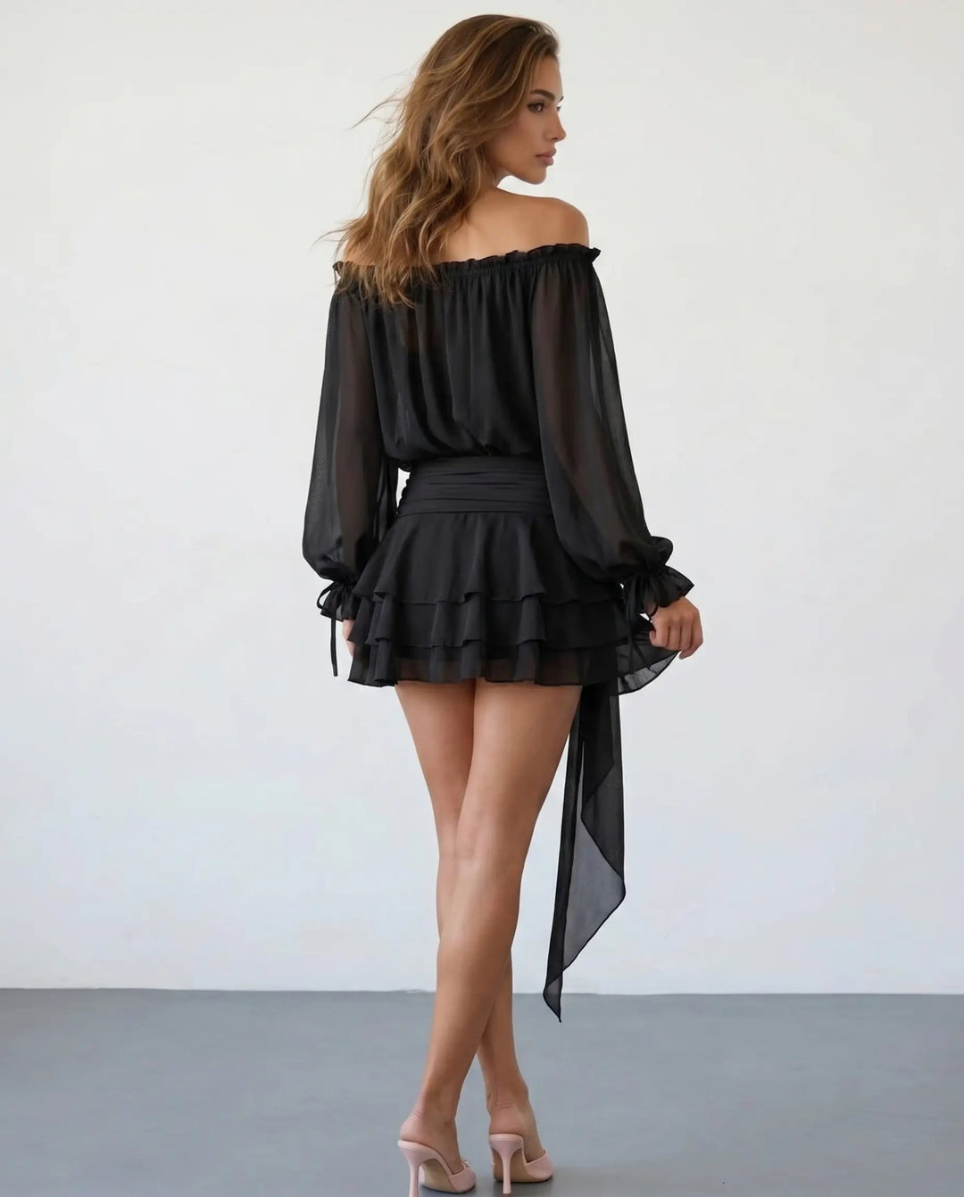Camryn | Off-Shoulder Balloon Sleeve Mini Dress
