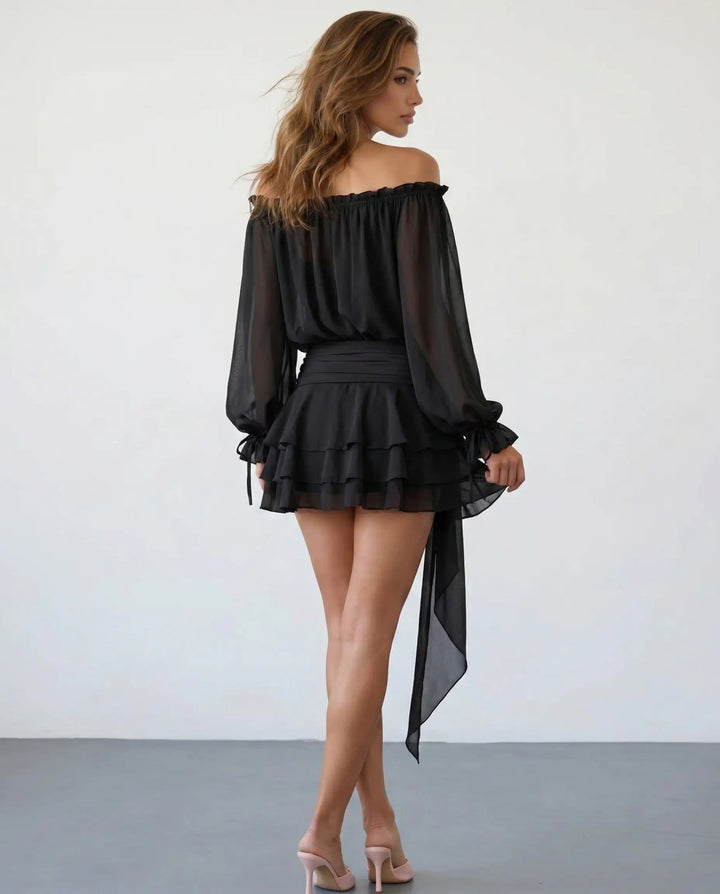Camryn | Off-Shoulder Balloon Sleeve Mini Dress