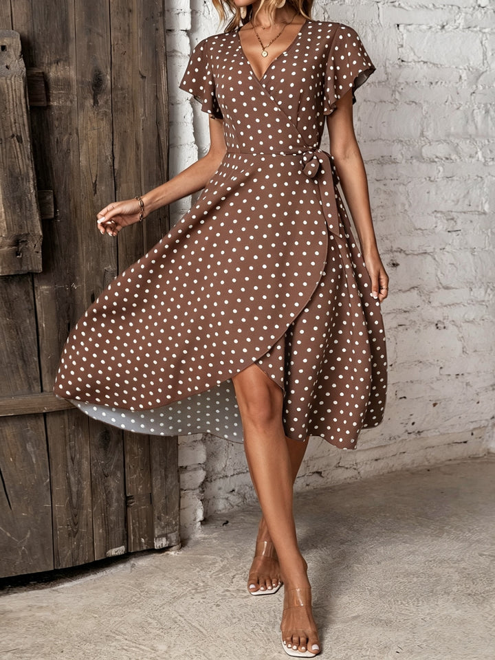 Sandra | Polka Dot Cross Neck Dress