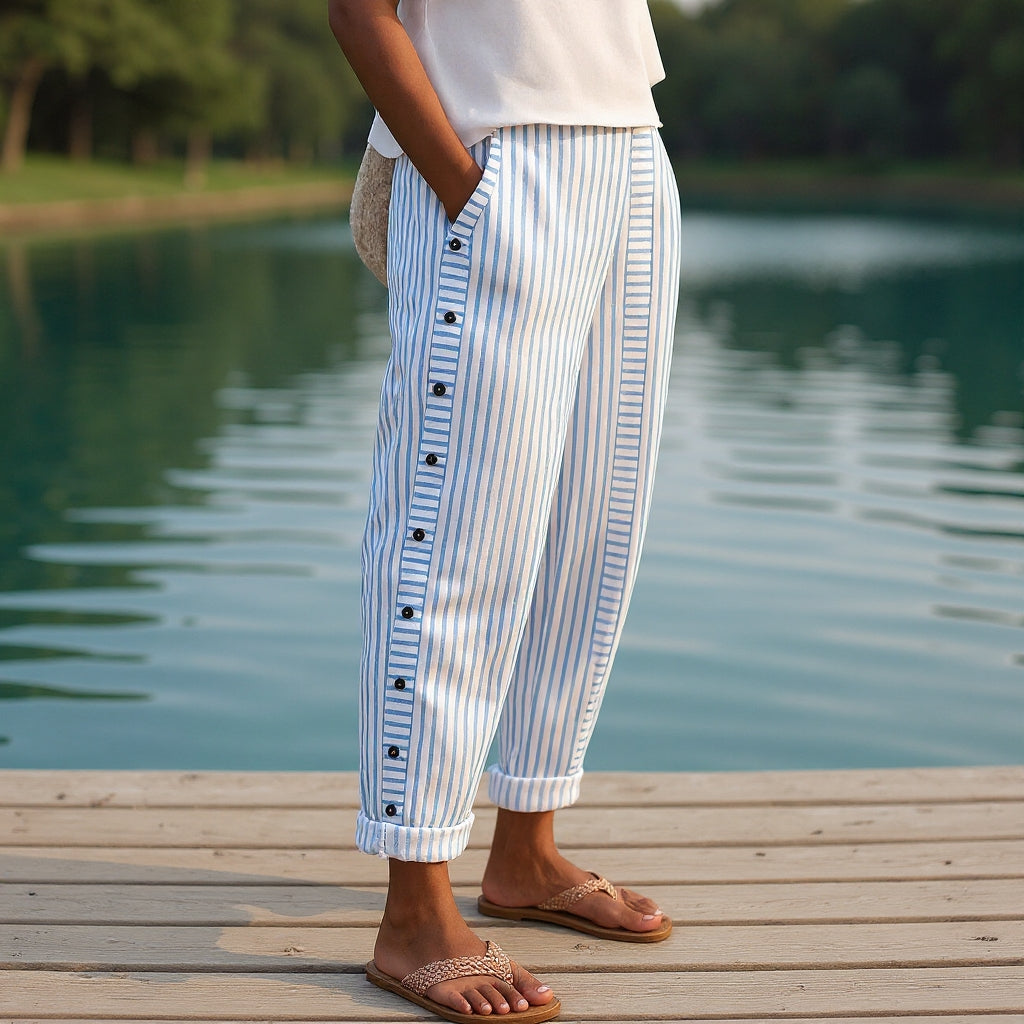 REA | COMFORTABLE STRIPED CASUAL PANTS