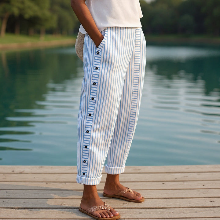 REA | COMFORTABLE STRIPED CASUAL PANTS