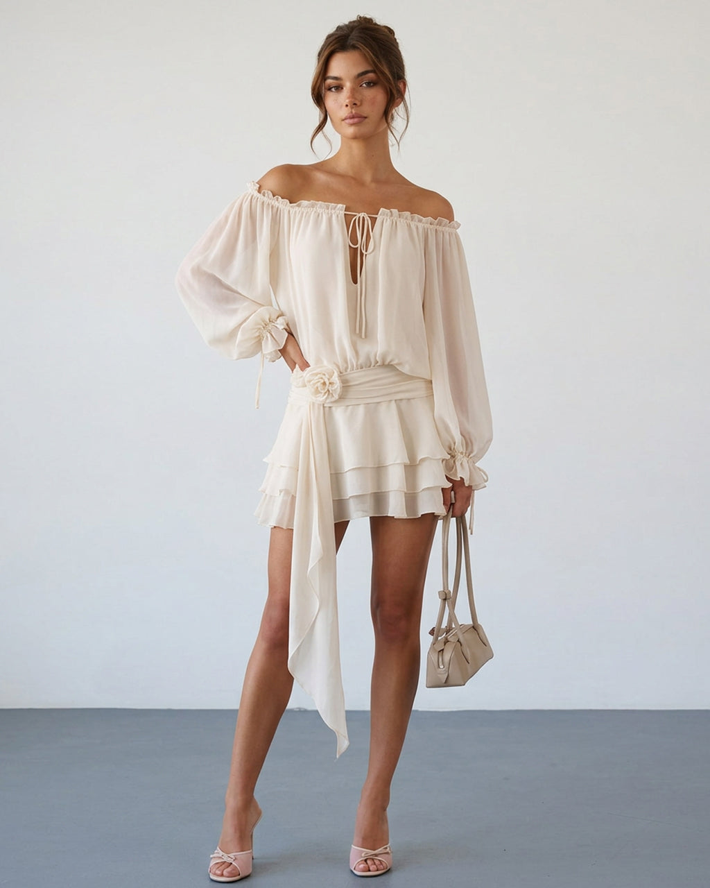 Camryn | Off-Shoulder Balloon Sleeve Mini Dress