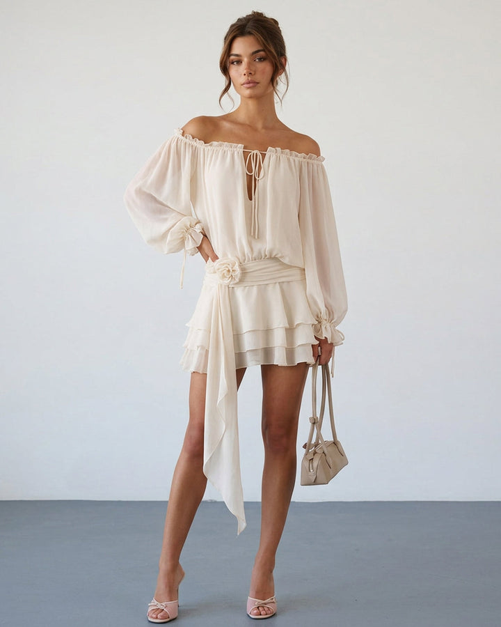 Camryn | Off-Shoulder Balloon Sleeve Mini Dress
