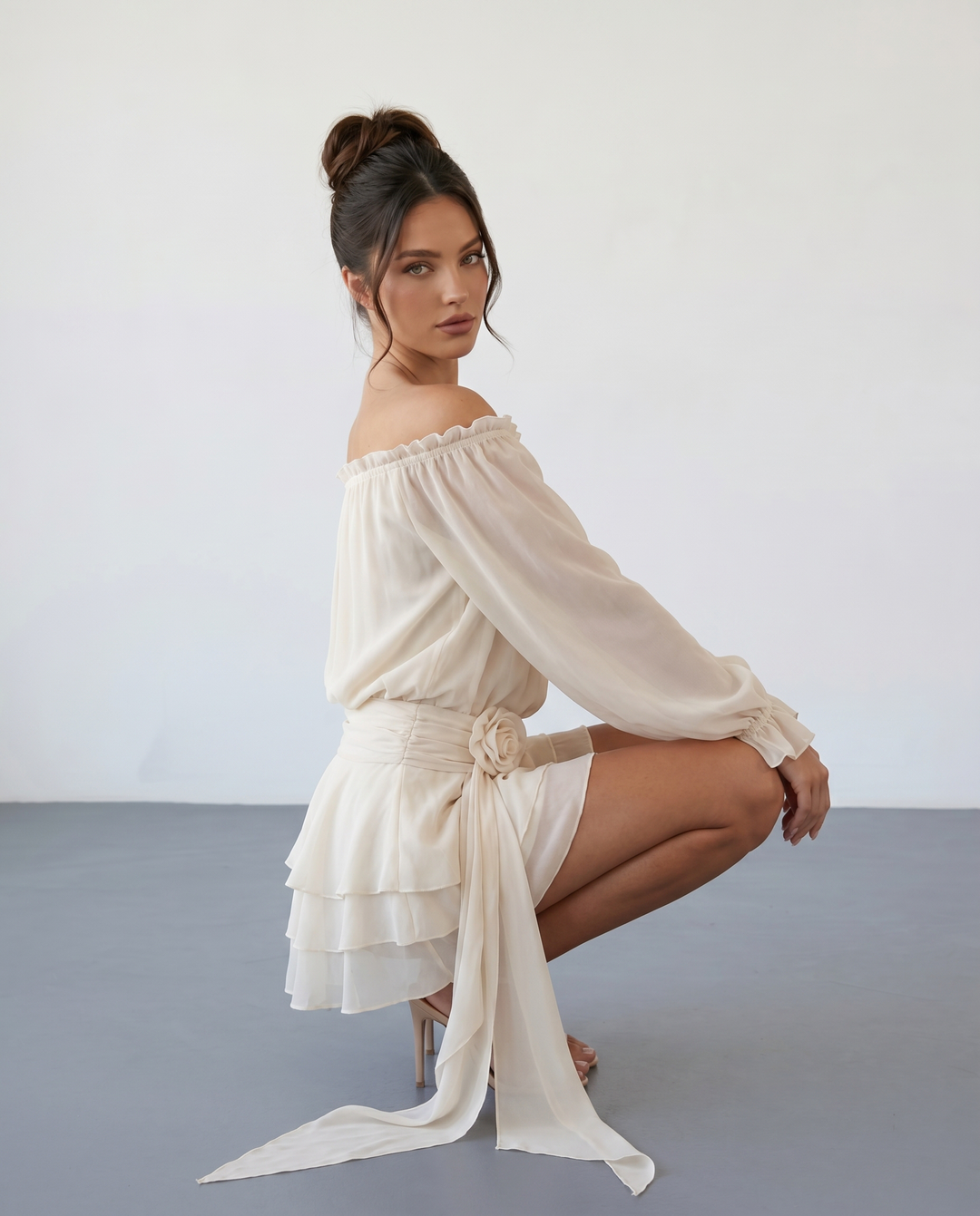 Camryn | Off-Shoulder Balloon Sleeve Mini Dress