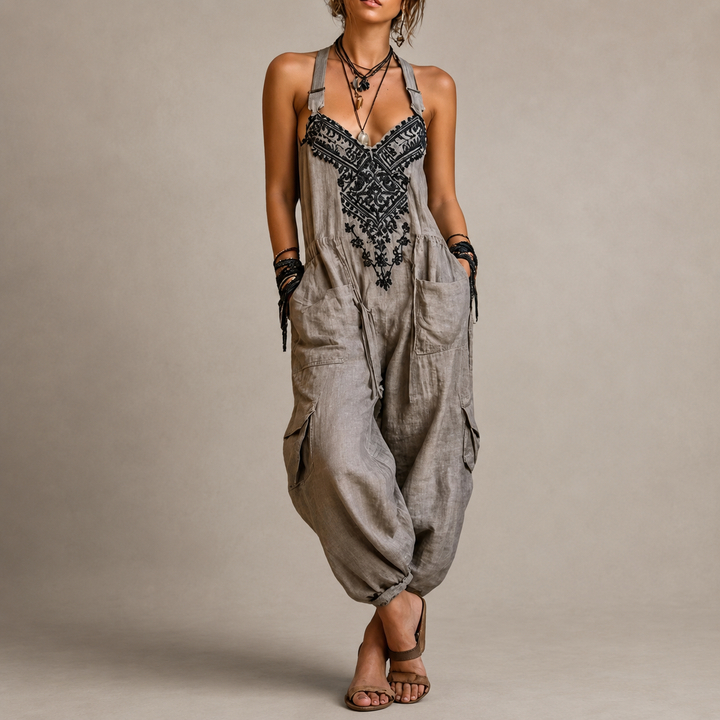 Holly | Bohemian Embroidered Jumpsuit