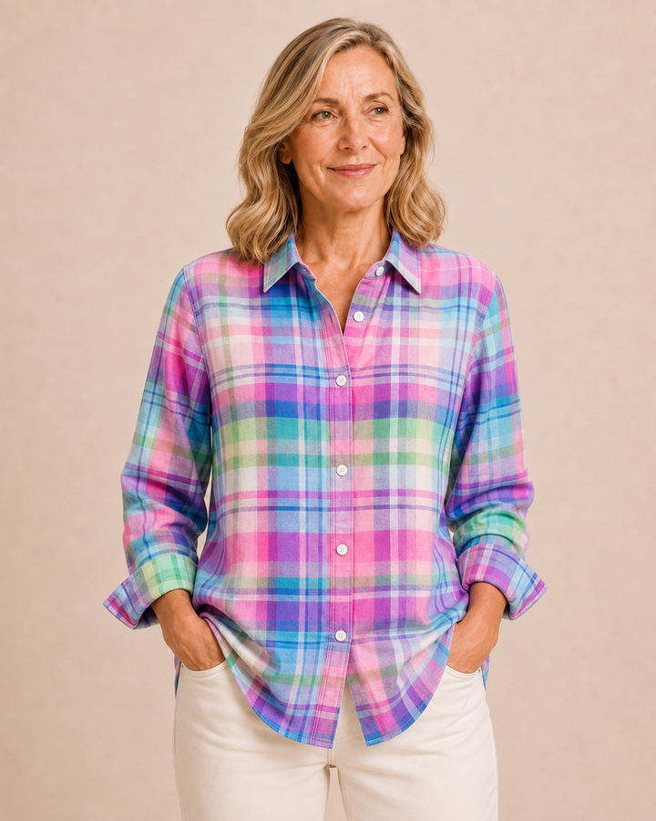 Maren | Rainbow Plaid Shirt