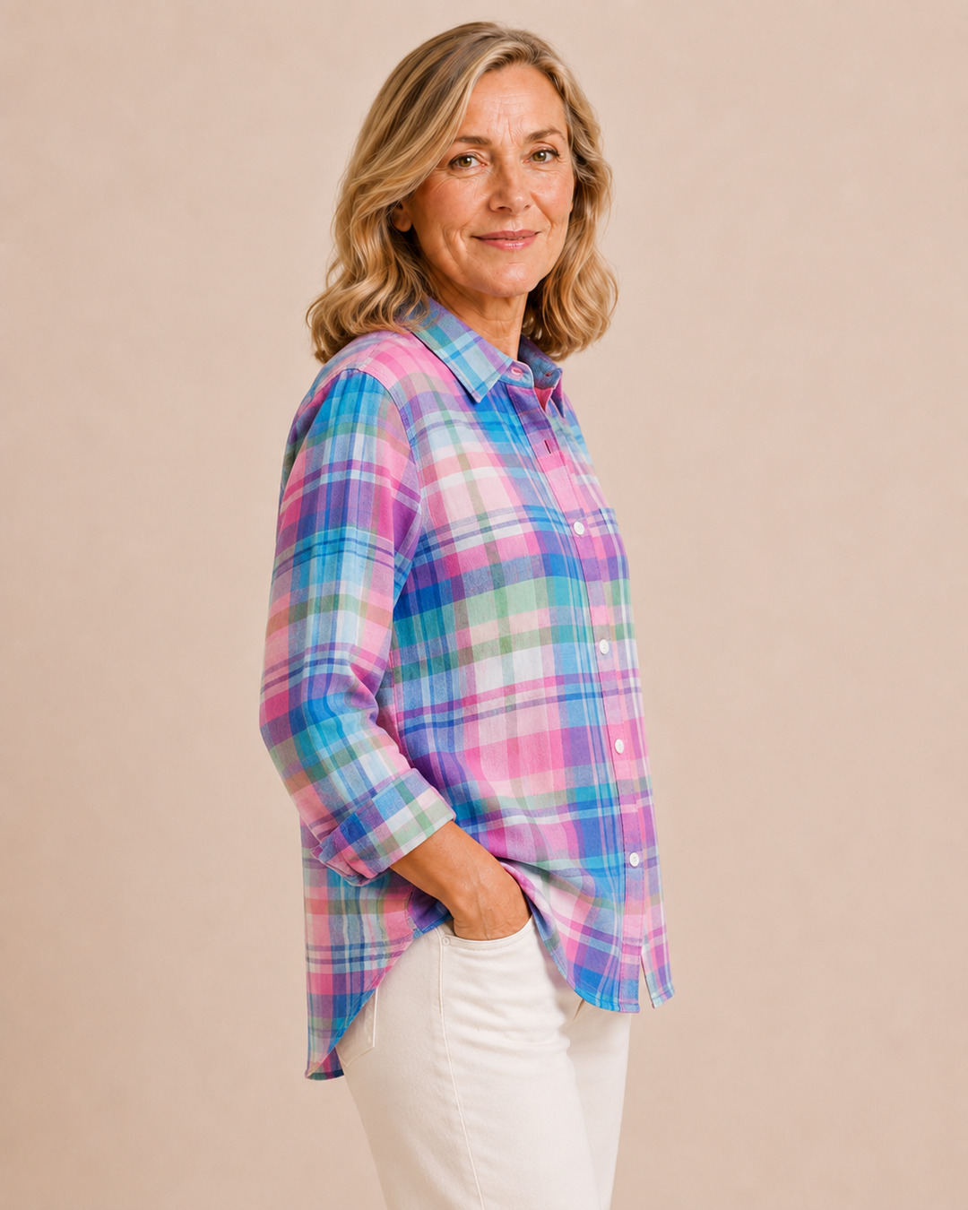 Maren | Rainbow Plaid Shirt