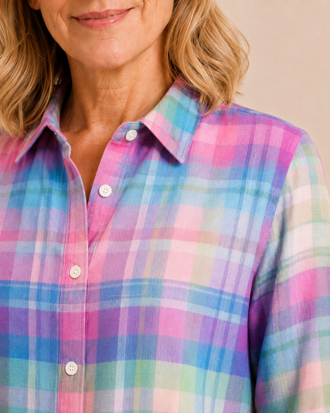 Maren | Rainbow Plaid Shirt